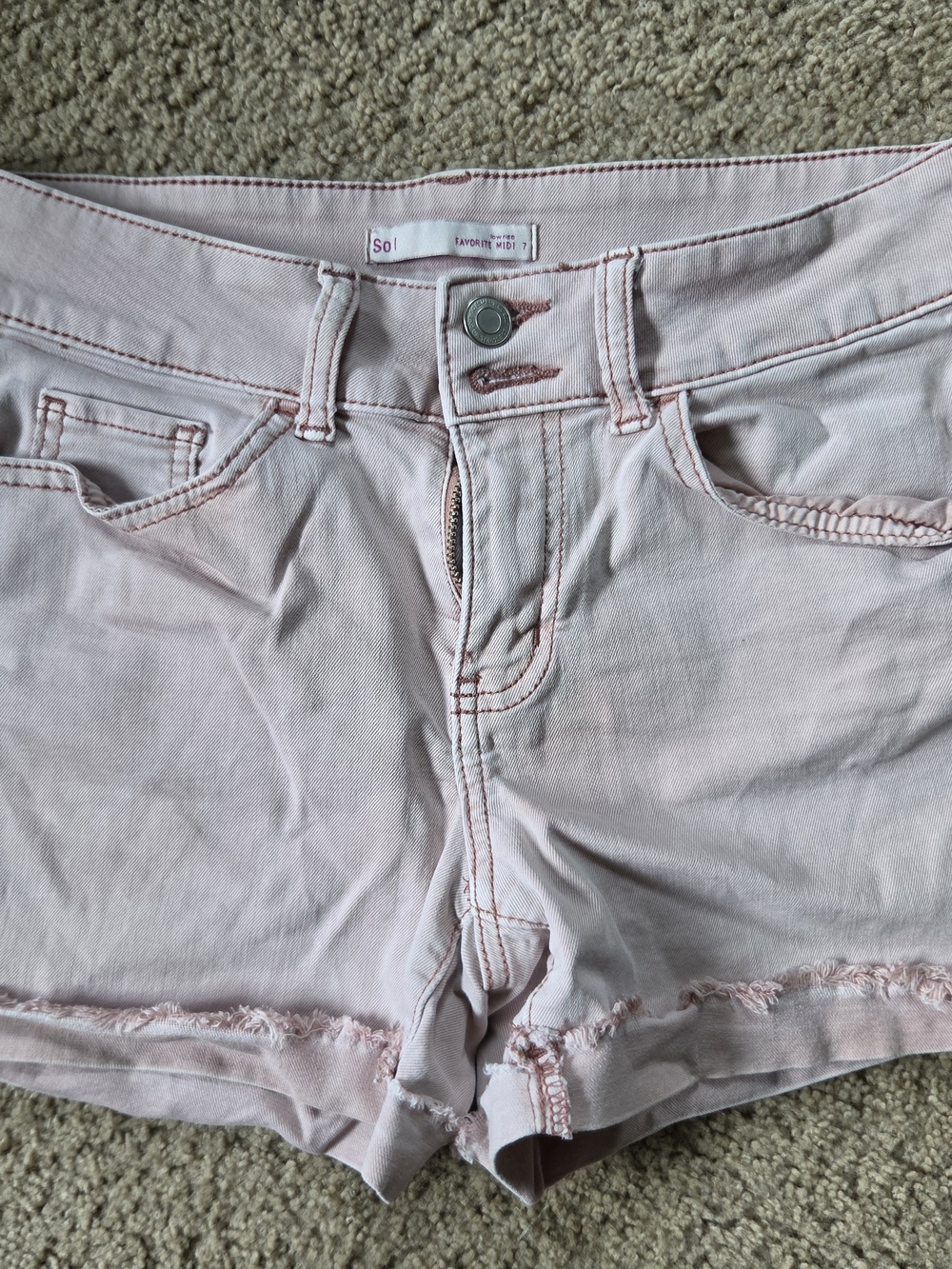 SO Pastel Pink Distressed Denim Shorts
